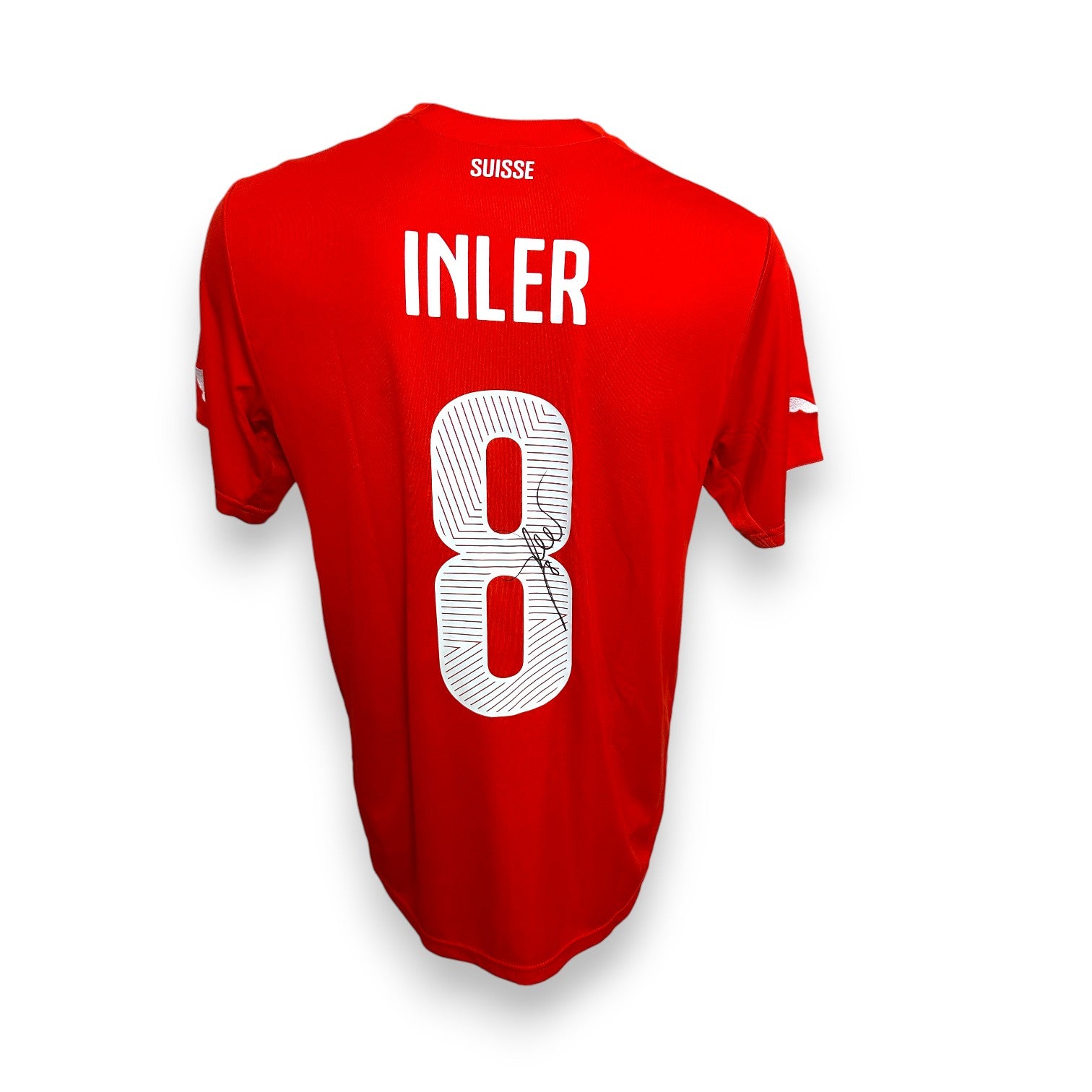 Retro maglia Svizzera 2010 Inler numero 8 SUISSE autografato – cimelio originale Mondiale Sudafrica
