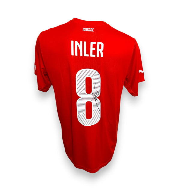 Retro maglia Svizzera 2010 Inler numero 8 SUISSE autografato – cimelio originale Mondiale Sudafrica