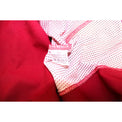 Dettaglio etichetta composizione interna maglia Torino FC Vintage 2001-2003 100% Poliestere Made in Italy simboli lavaggio retro mesh traforato granata