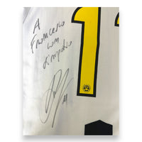 Primo piano dedica personale e autografo originale Maurizio Domizzi su maglia Udinese 2013-14