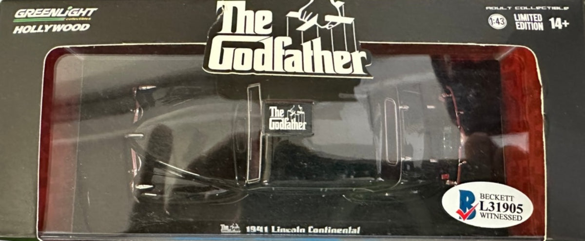 Scatola completa modellino 1941 Lincoln Continental Il Padrino con autografo Al Pacino