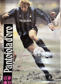 Poster autografato Jurgen Klinsmann Inter Misura – stampa originale Pantofola d Oro anni Novanta – autografo originale pennarello rosso – condizioni Very Good