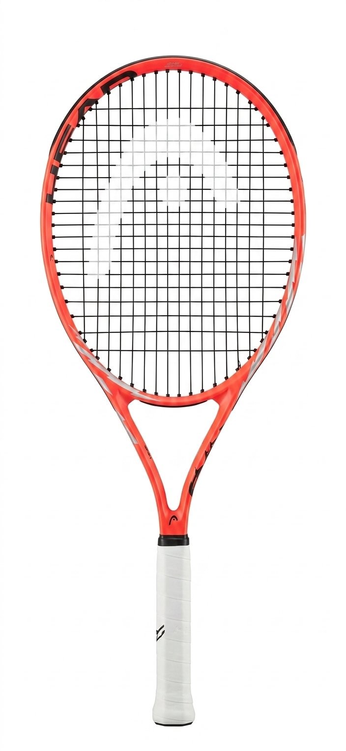 Racchetta da tennis HEAD Speed rossa fluo con dettagli neri e argento – modello linea Speed raccomandata da Jannik Sinner – telaio frontale completo grip bianco