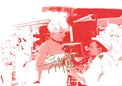 Fotografia autografata Sandra Milo scena di set stile serigrafico rosso e bianco – firma originale pennarello dorato – 29,6x21 cm – condizioni Excellent