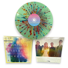 Vinile Talking Dreams di Echosmith autografato dalla band con disco splatter verde menta, copertina e retro
