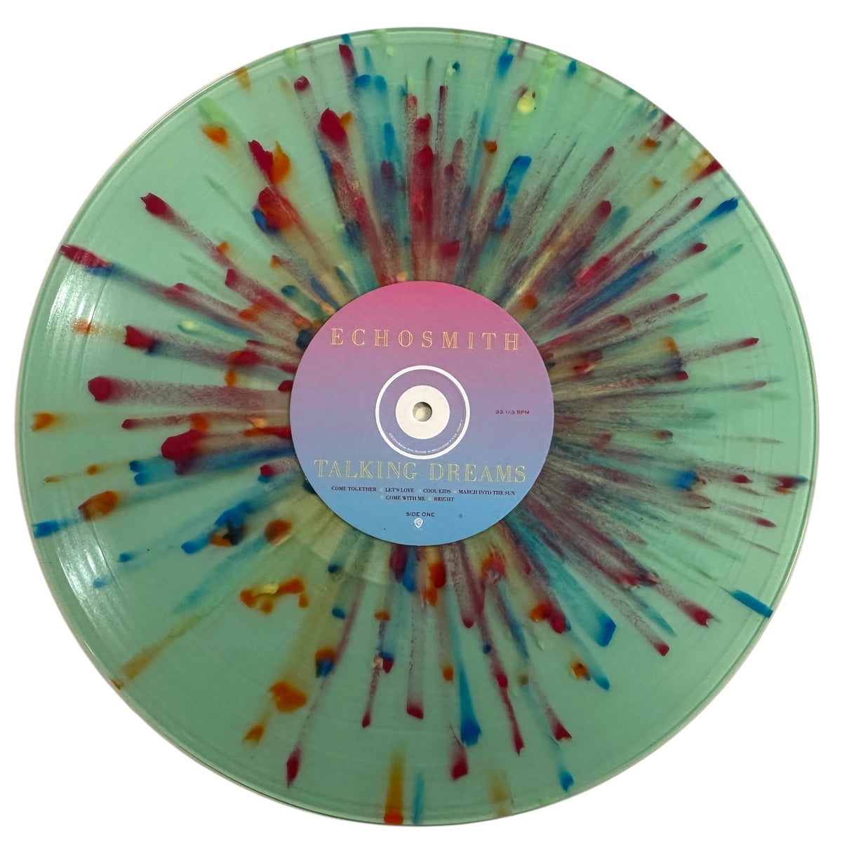 Vinile splatter verde menta Echosmith Talking Dreams lato uno con Cool Kids