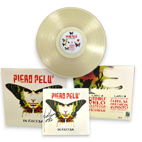 Vinile In Faccia di Piero Pelù in vinile trasparente con copertina, retro e inserto autografato