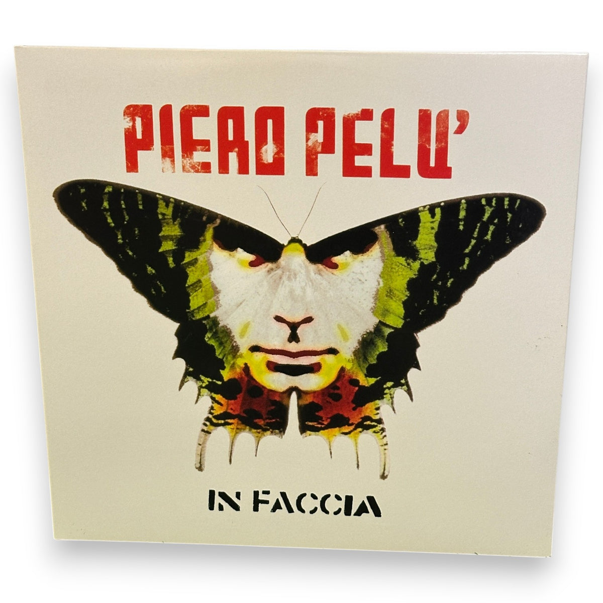 Copertina vinile In Faccia di Piero Pelù con la farfalla, ristampa Sony Music Legacy