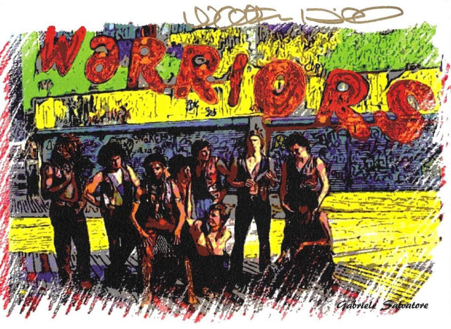 Fotografia autografata Walter Hill illustrazione pop art The Warriors I Guerrieri della Notte – firma originale – 29x21 cm – condizioni Excellent
