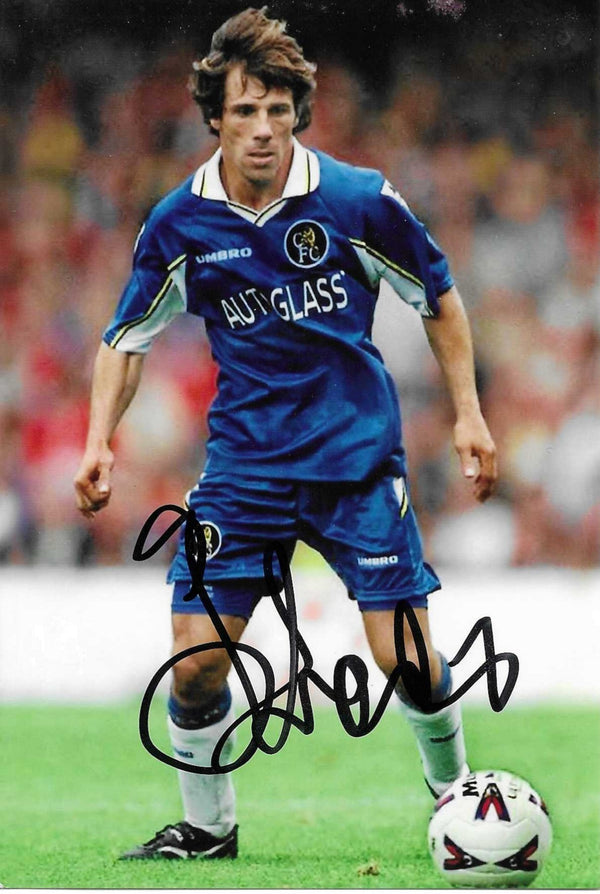 Fotografia Autografata Gianfranco Zola – Chelsea Home Umbro Autoglass – Premier League – COA Incluso