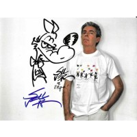 Fotografia autografata di Silver con disegno originale di Lupo Alberto